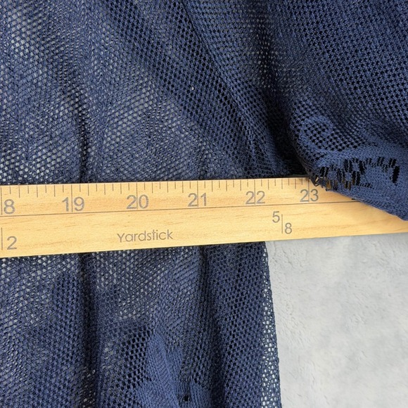 Maurices Lace Open Front Cardigan Womens M Navy Blue Boho Floral Micro Mesh - Picture 9 of 11